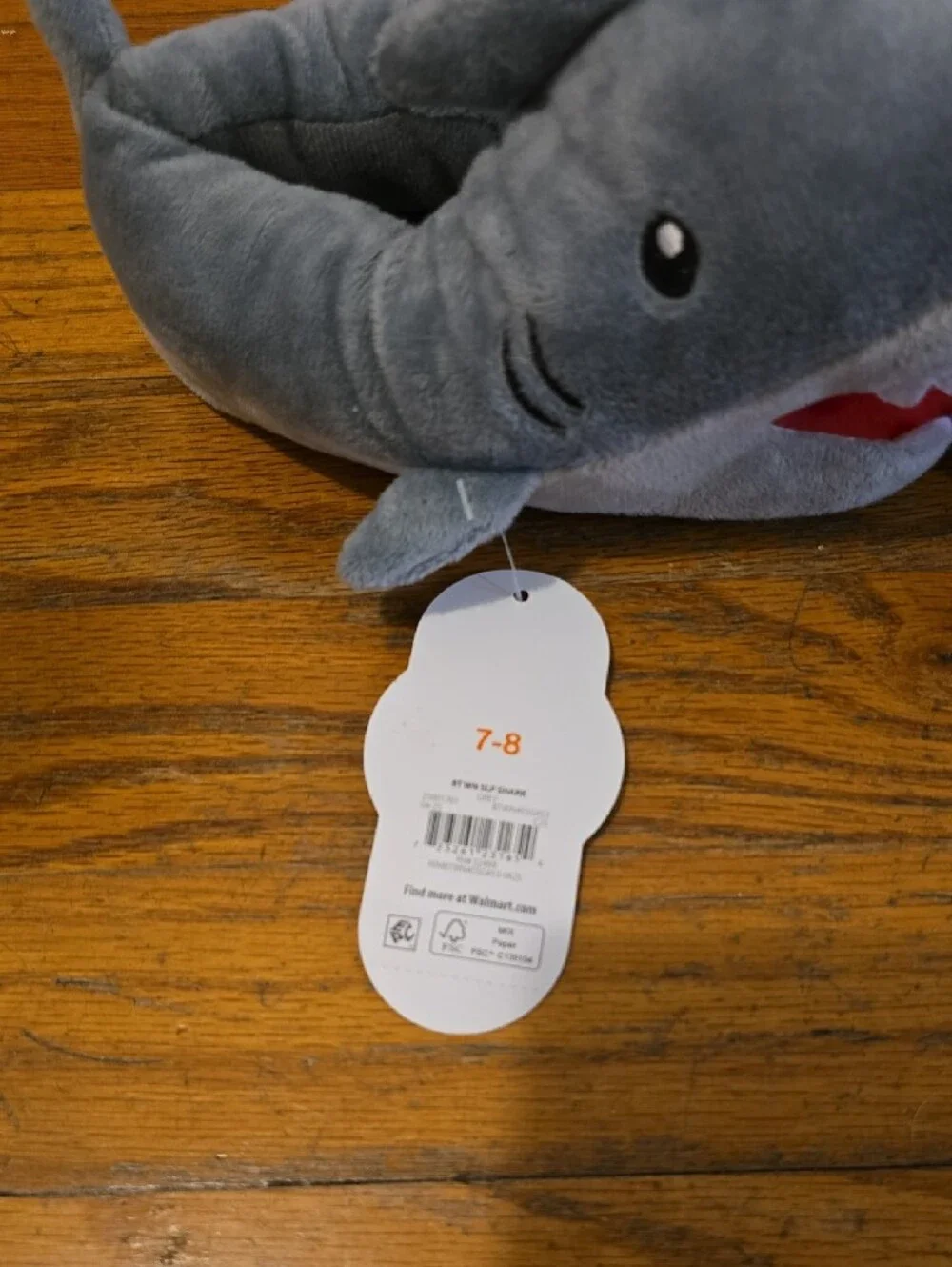wonder nation Plush Shark Slip-On Slippers - Gray
